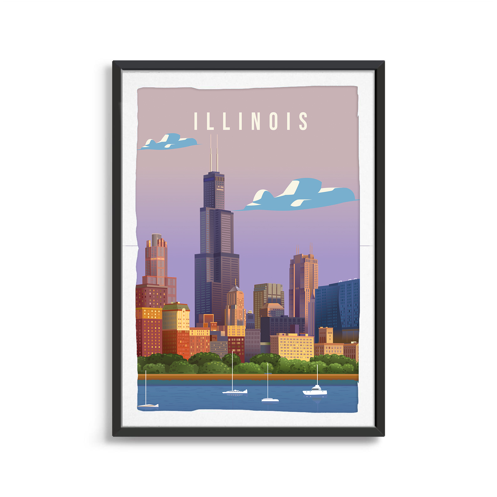 Illinois state digital art print