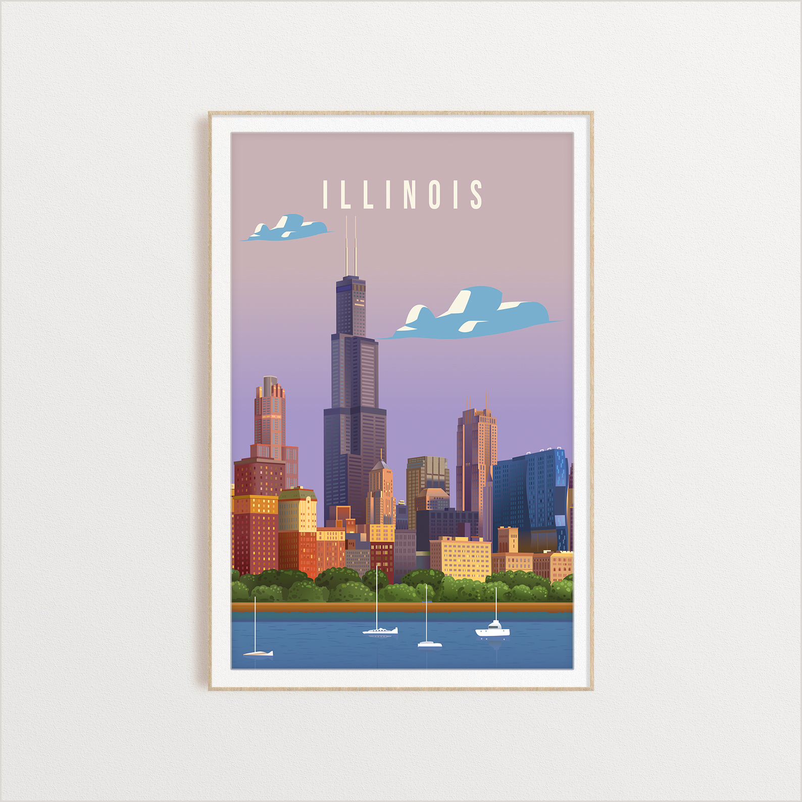 Illinois state digital art print
