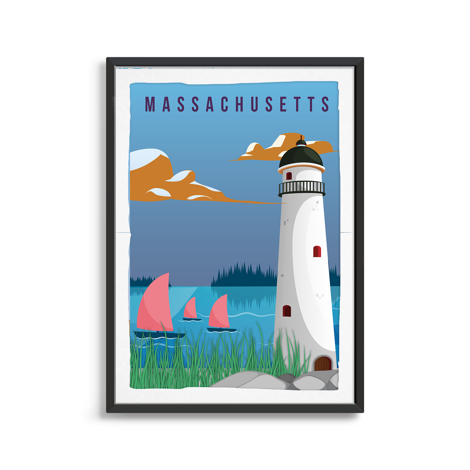 Massachusetts state digital art print