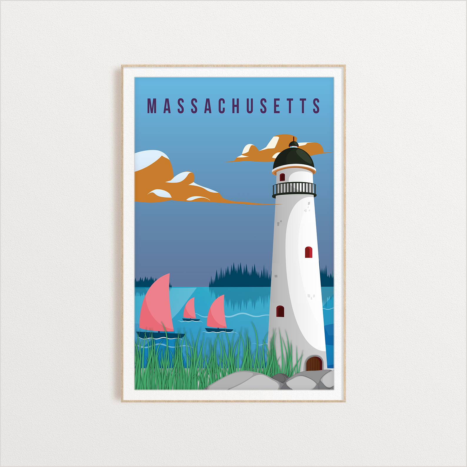 Massachusetts state digital art print