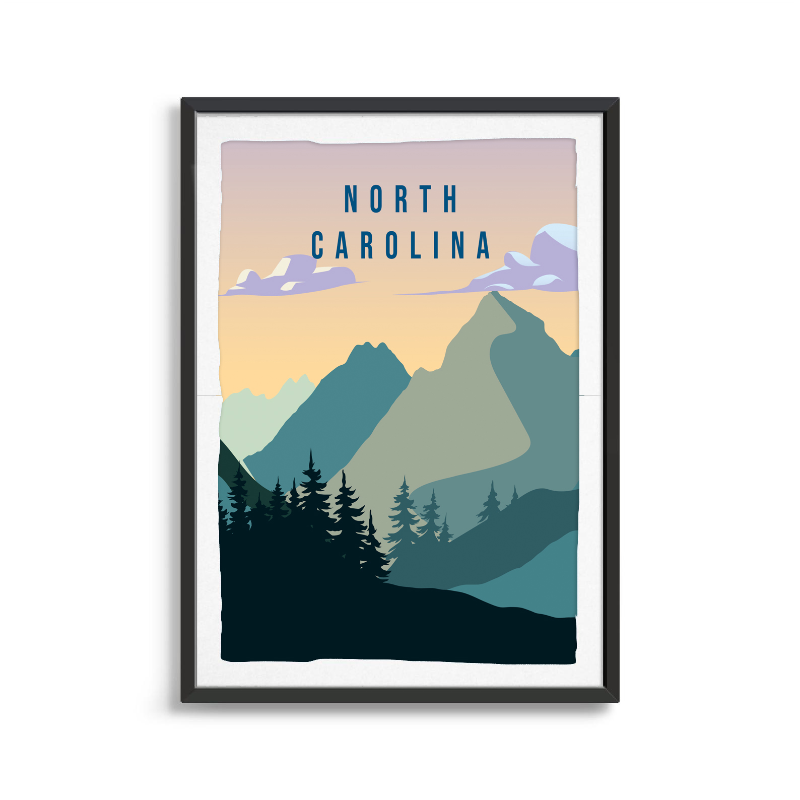 North Carolina state digital art print