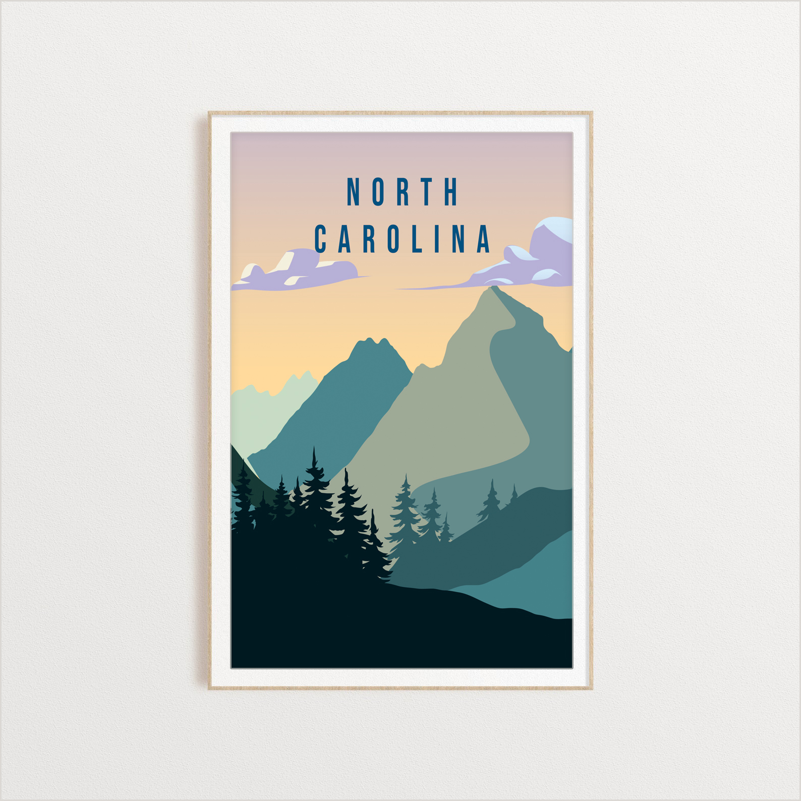 North Carolina state digital art print