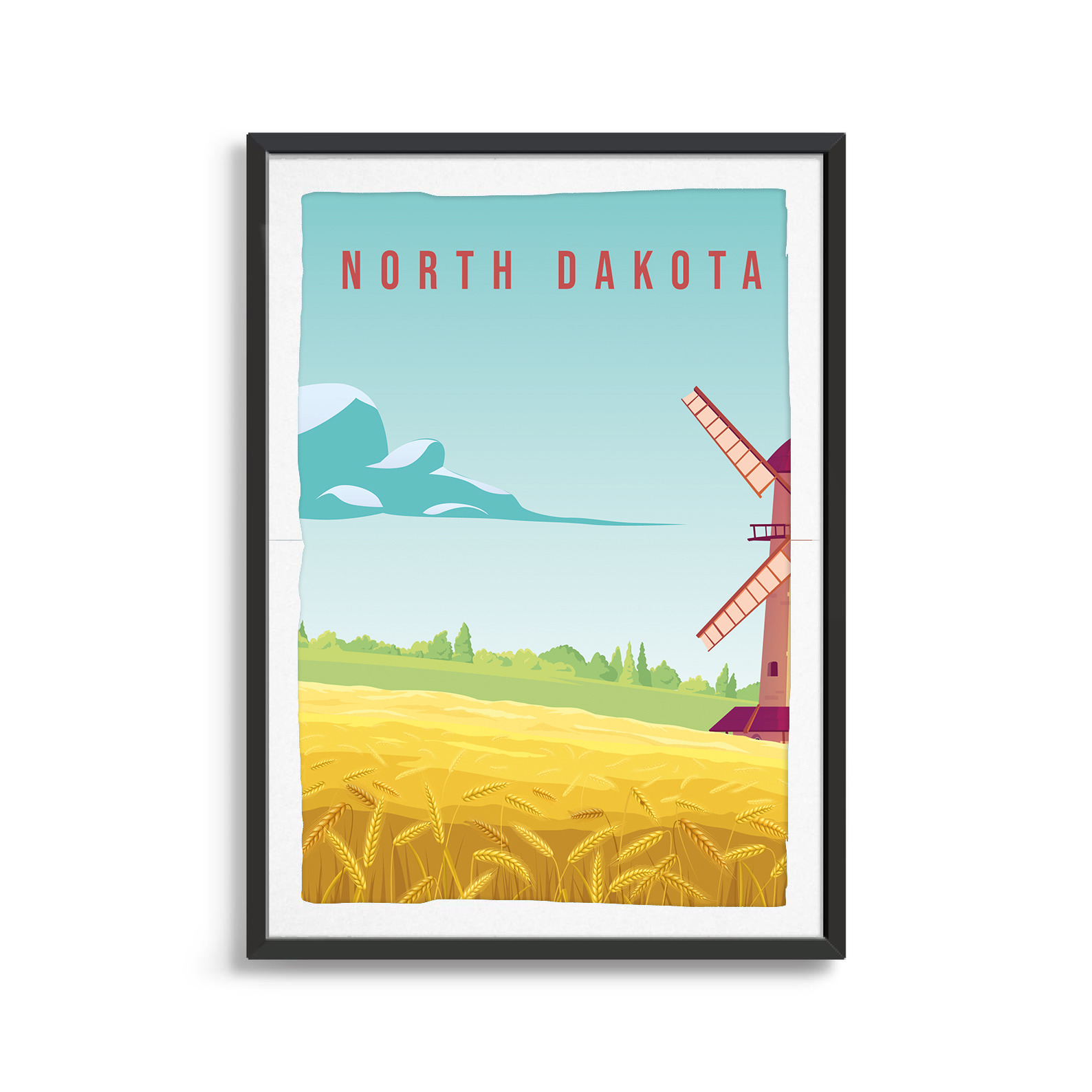 North Dakota state digital art print
