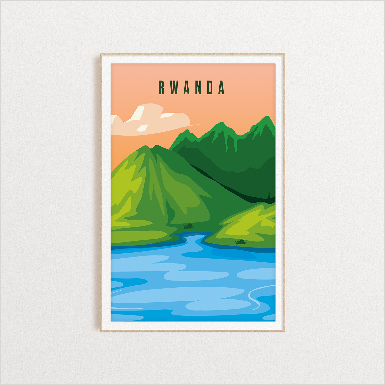 Rwanda country digital art print