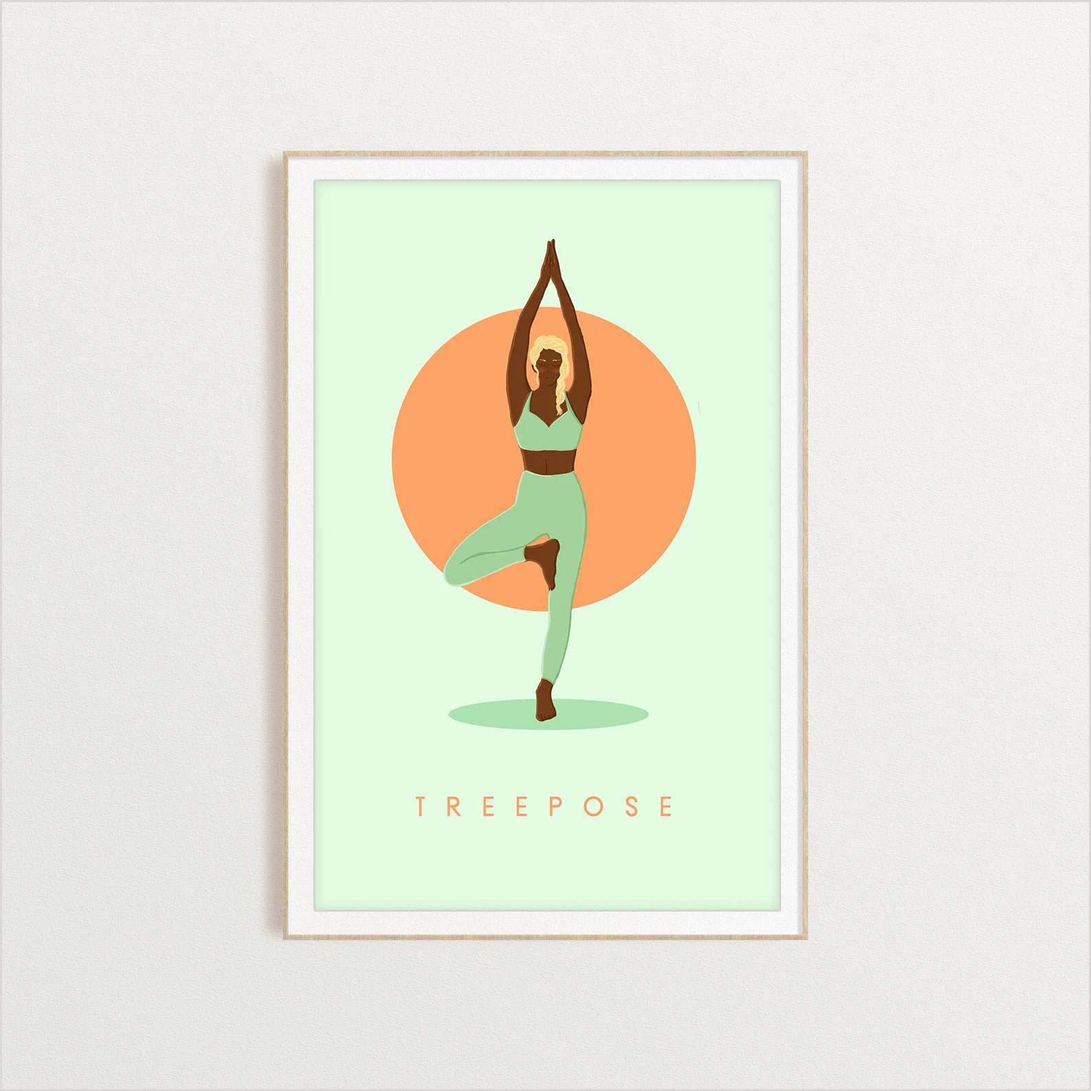 Tree pose yoga digital art print