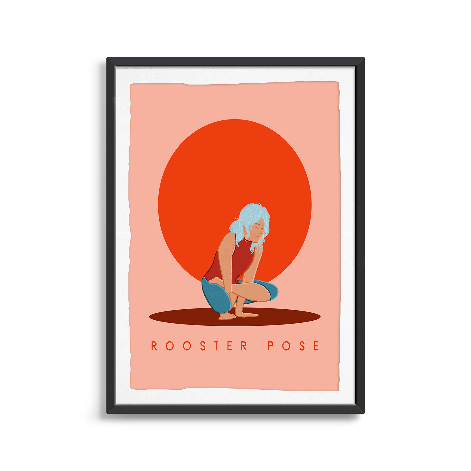 Rooster Pose yoga digital art print