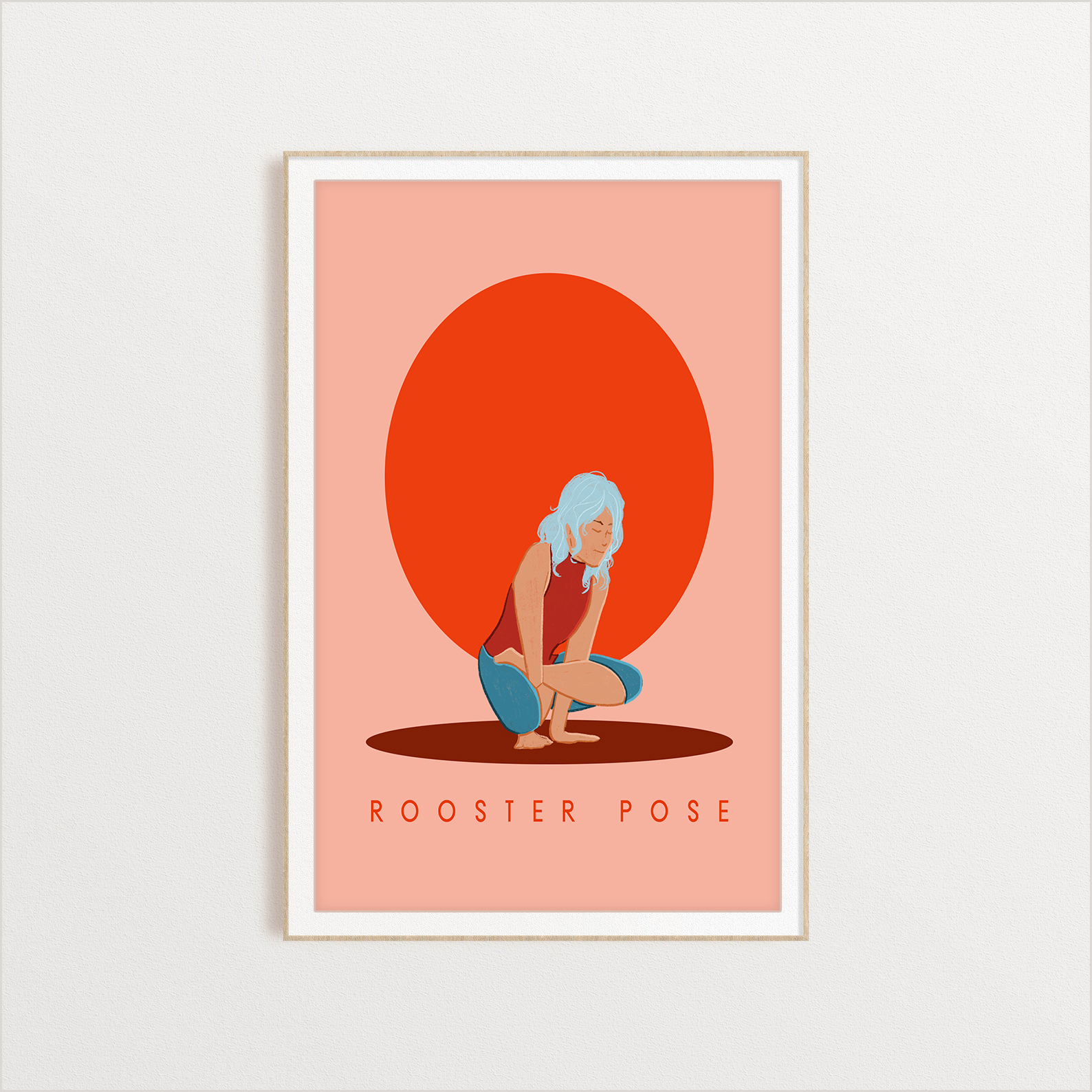 Rooster Pose yoga digital art print