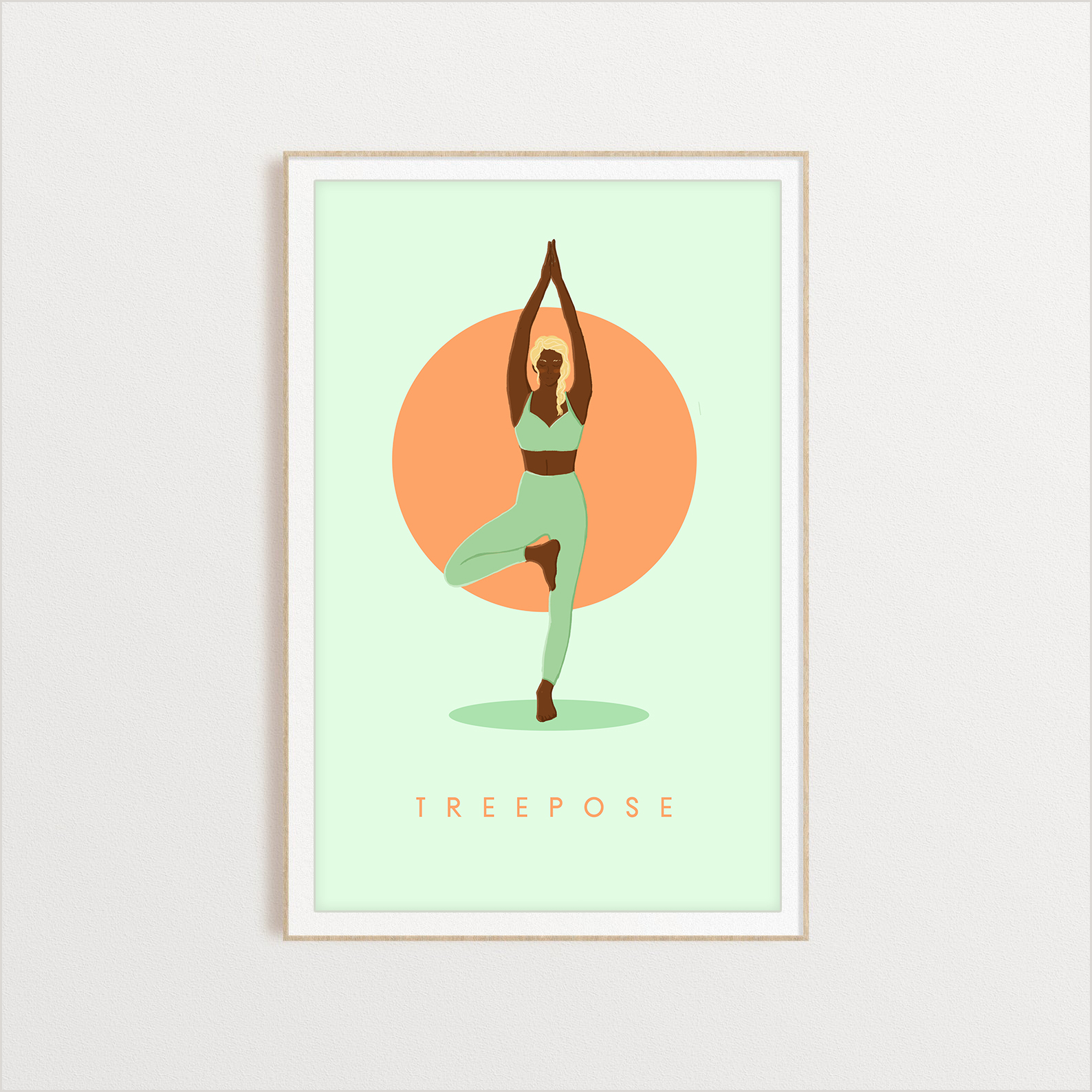 Tree Pose yoga digital art print