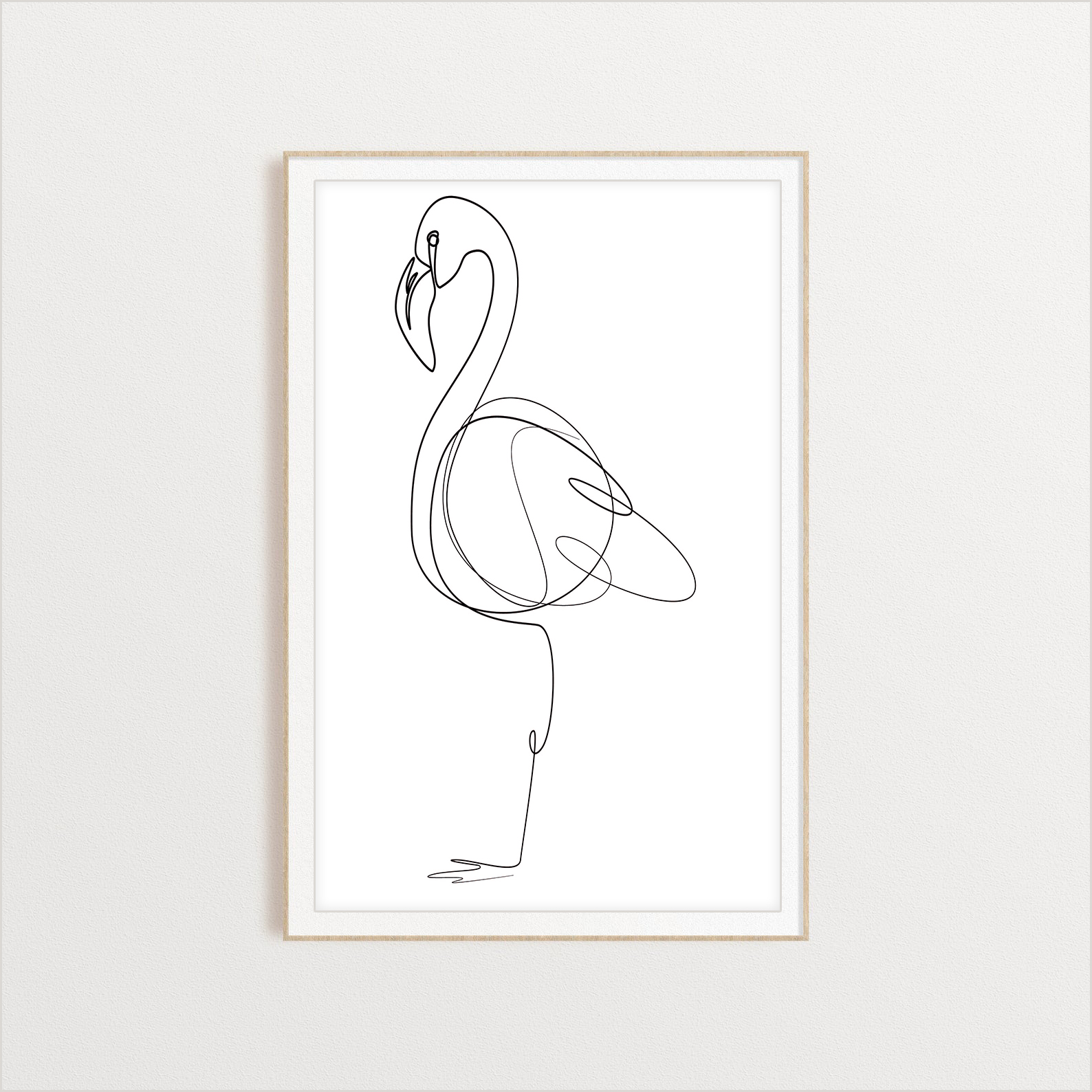 Flamingo line art digital art print