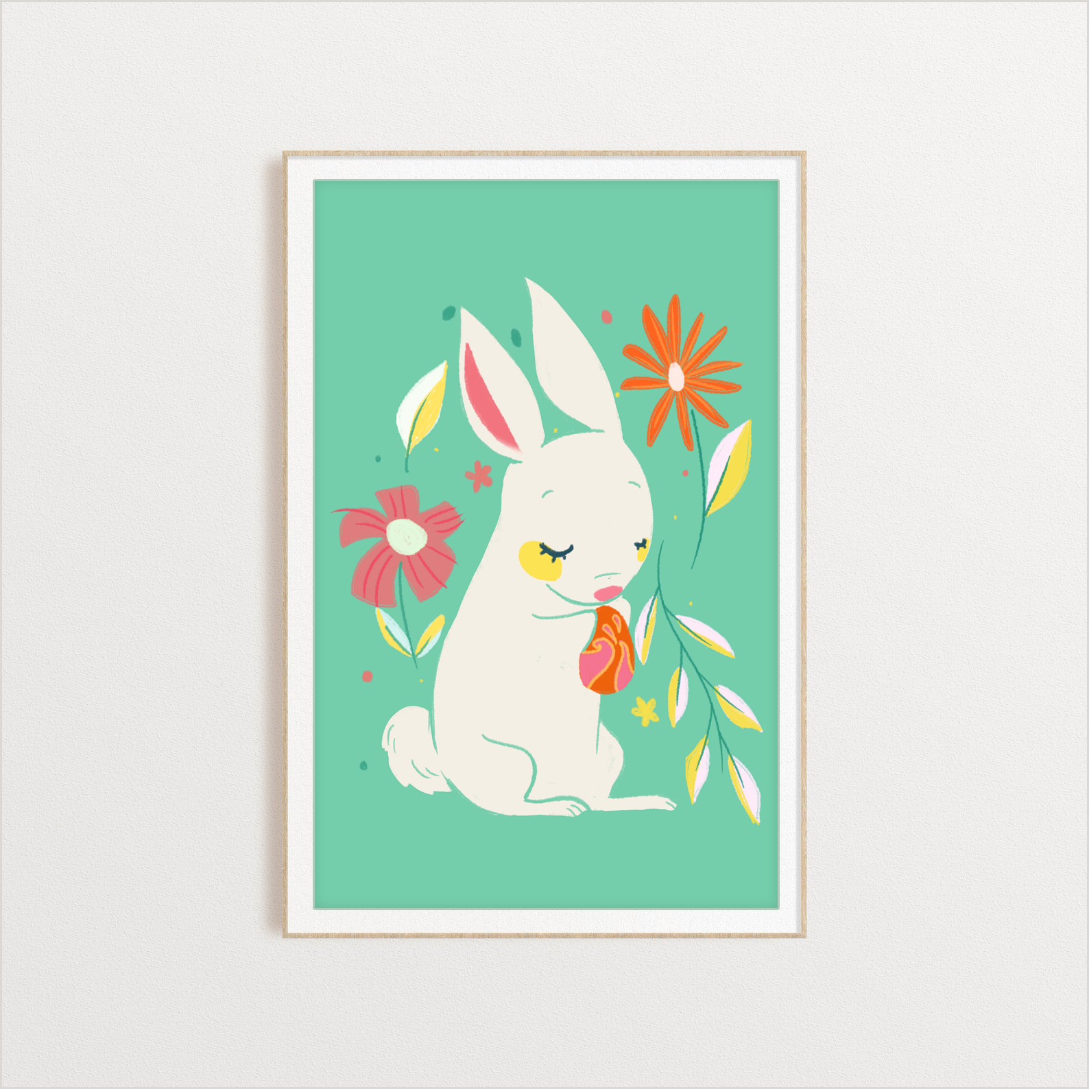 Flowers And Easter Bunny-Holidays