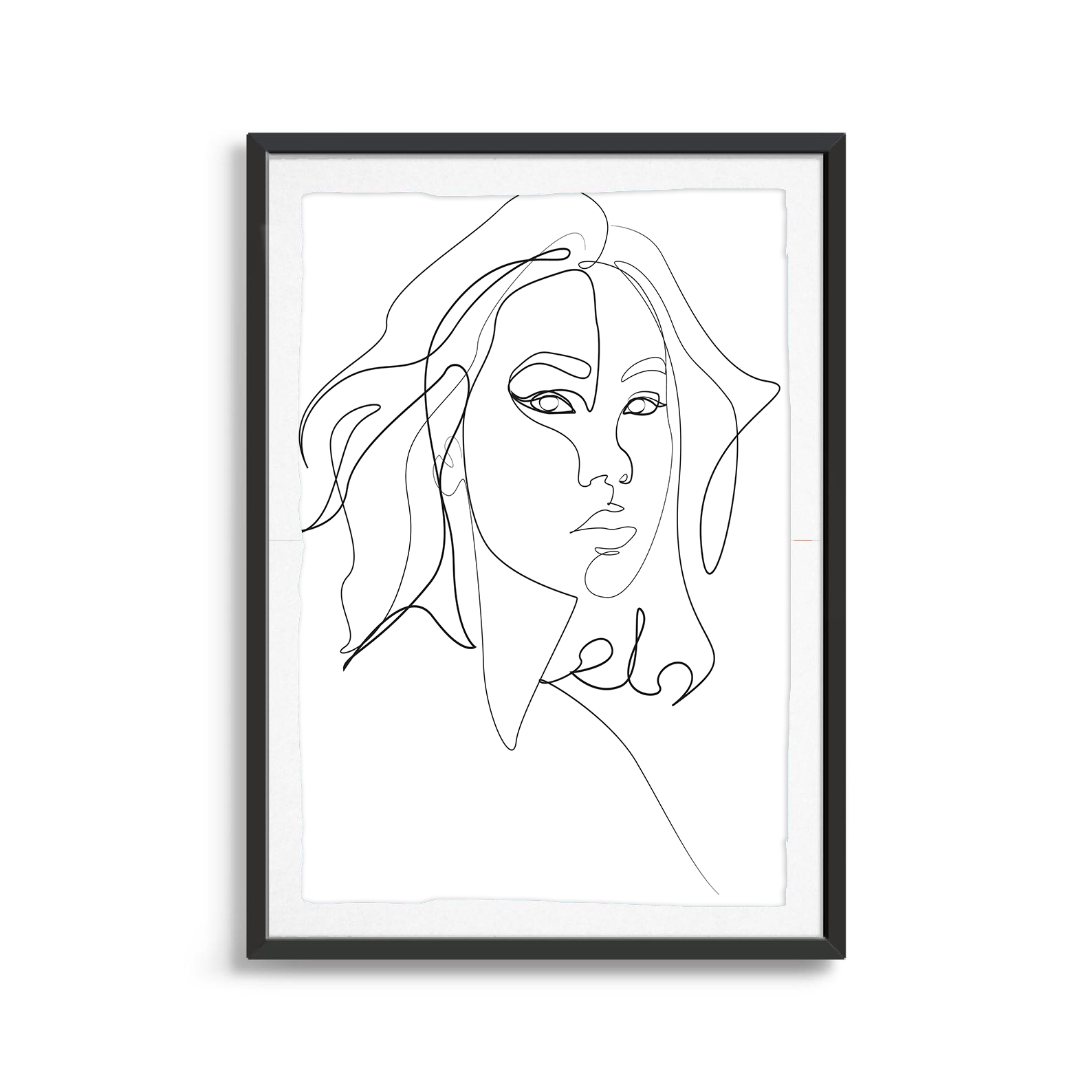 Frizzy Haired Woman line art digital art print