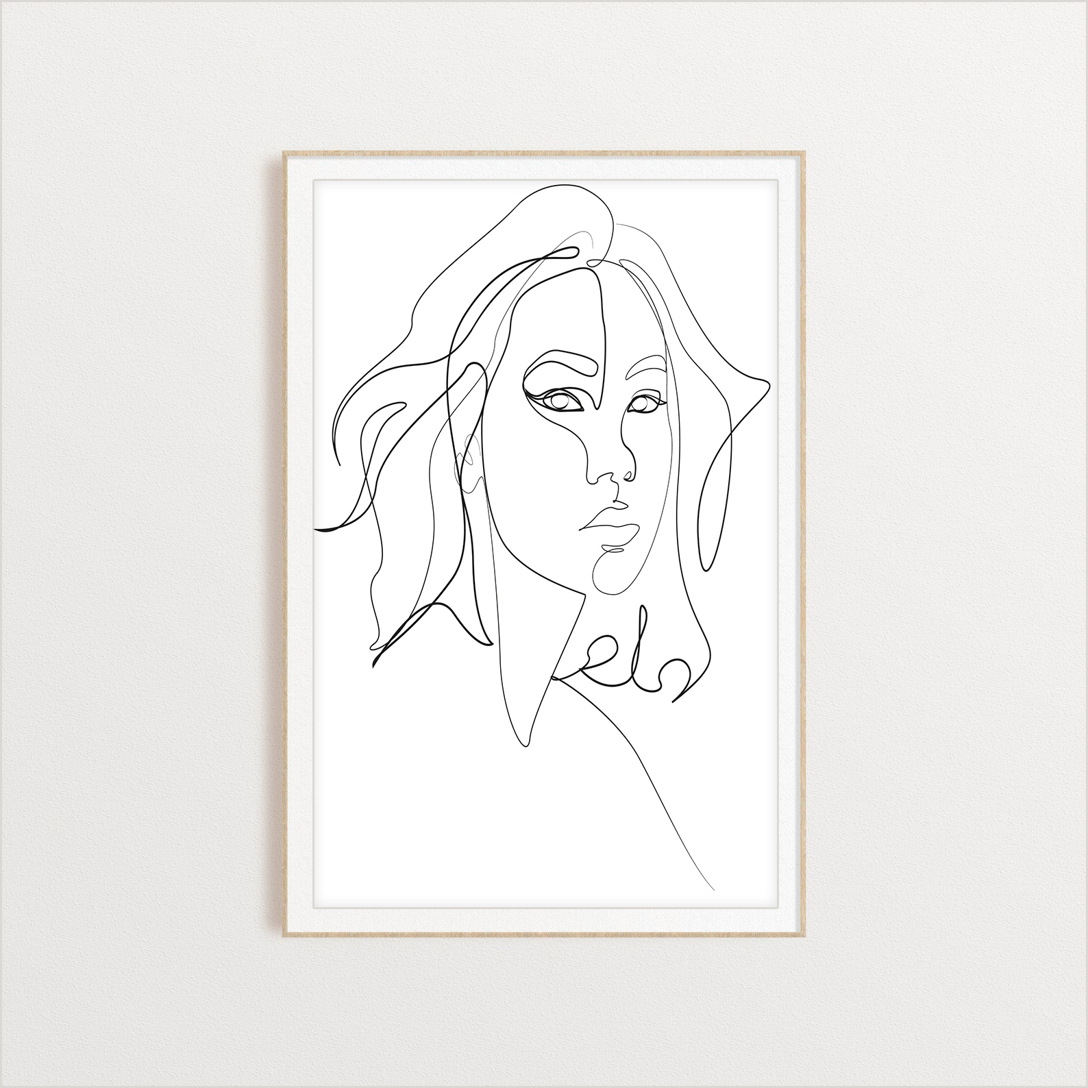 Frizzy Haired Woman line art digital art print