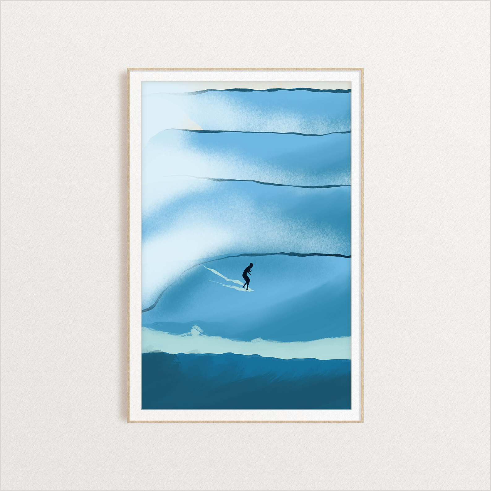 Riding The Big Wave surfing digital art print