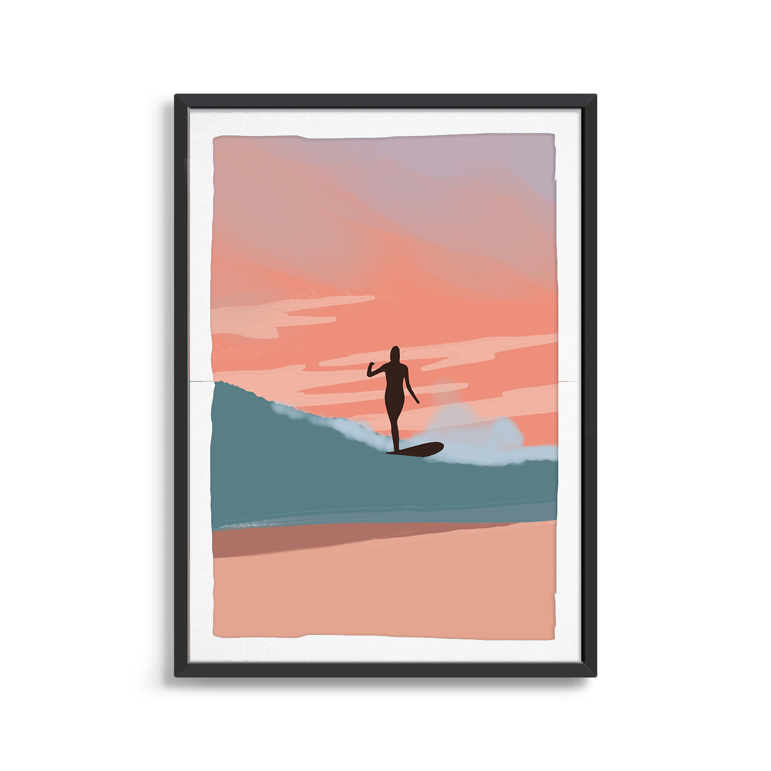Sunset Surf surfing digital art print
