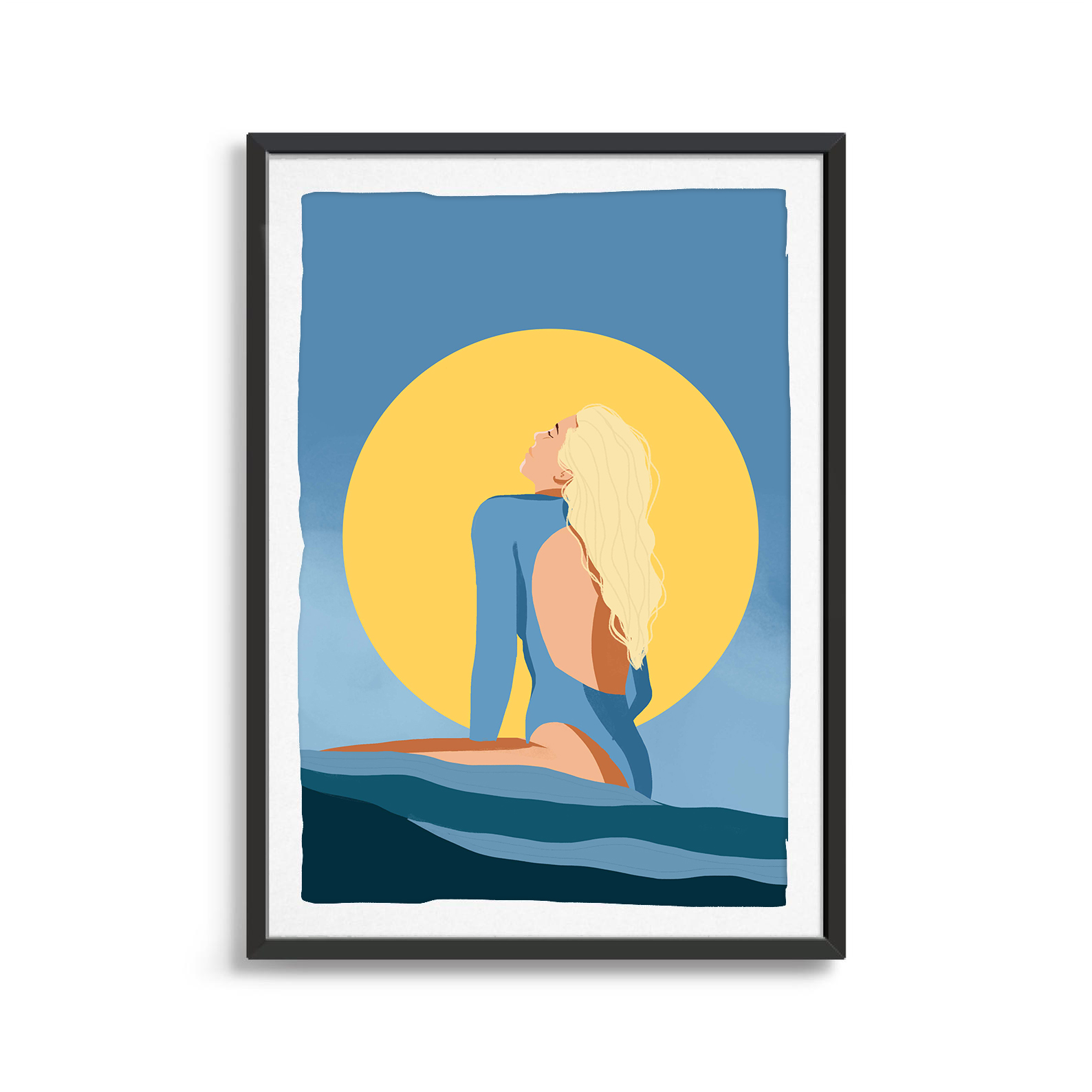 Surfer Girl In The Water surfing digital art print