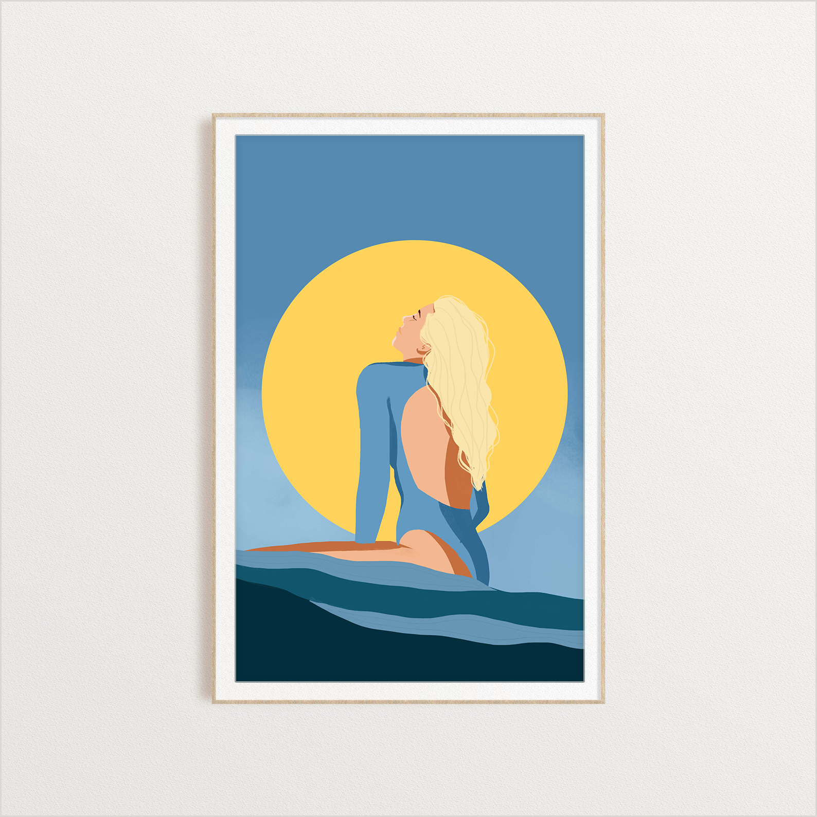 Surfer Girl In The Water surfing digital art print