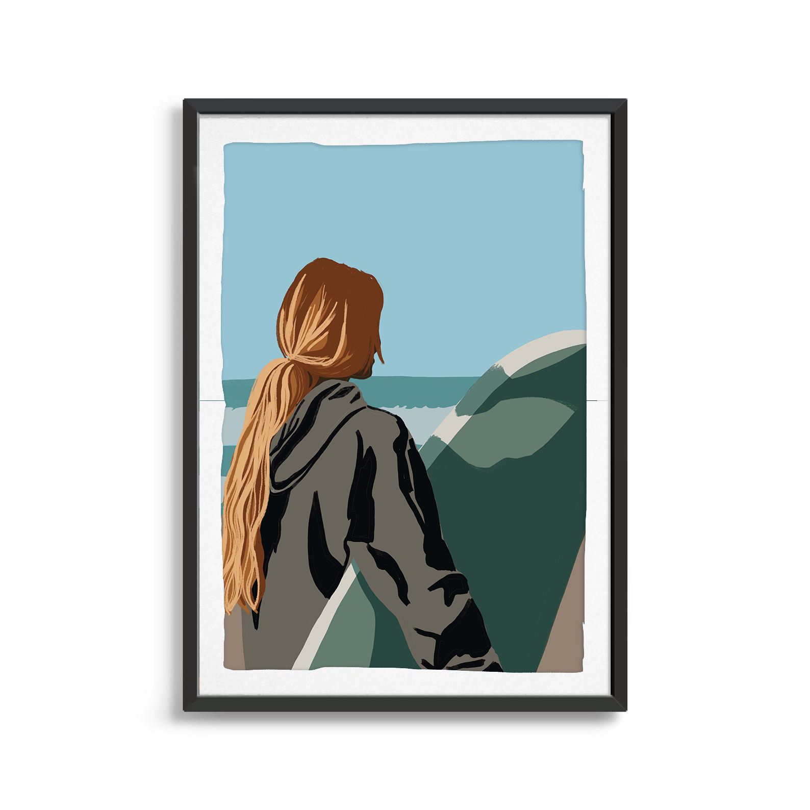 Watching Waves surfing digital art print