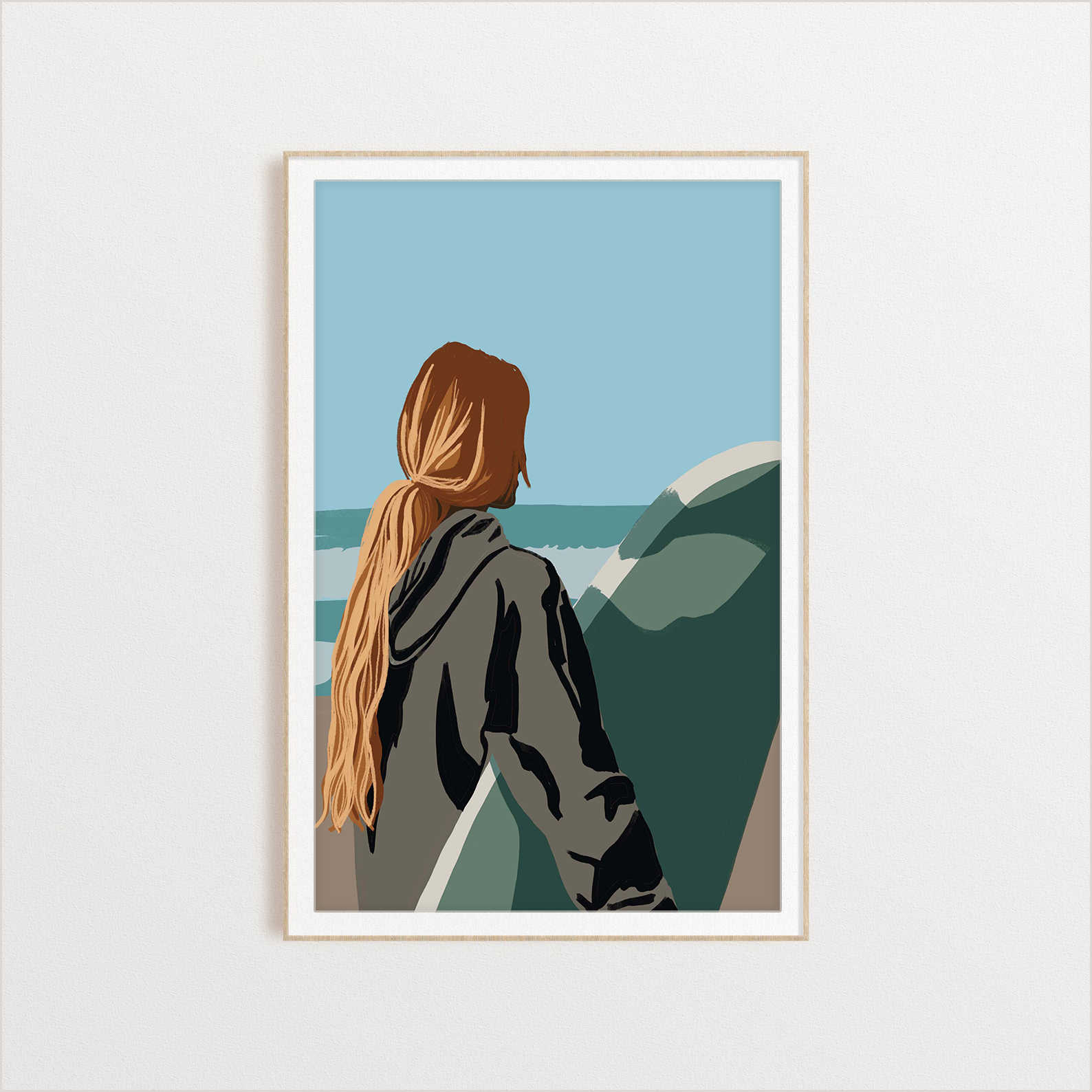 Watching Waves surfing digital art print