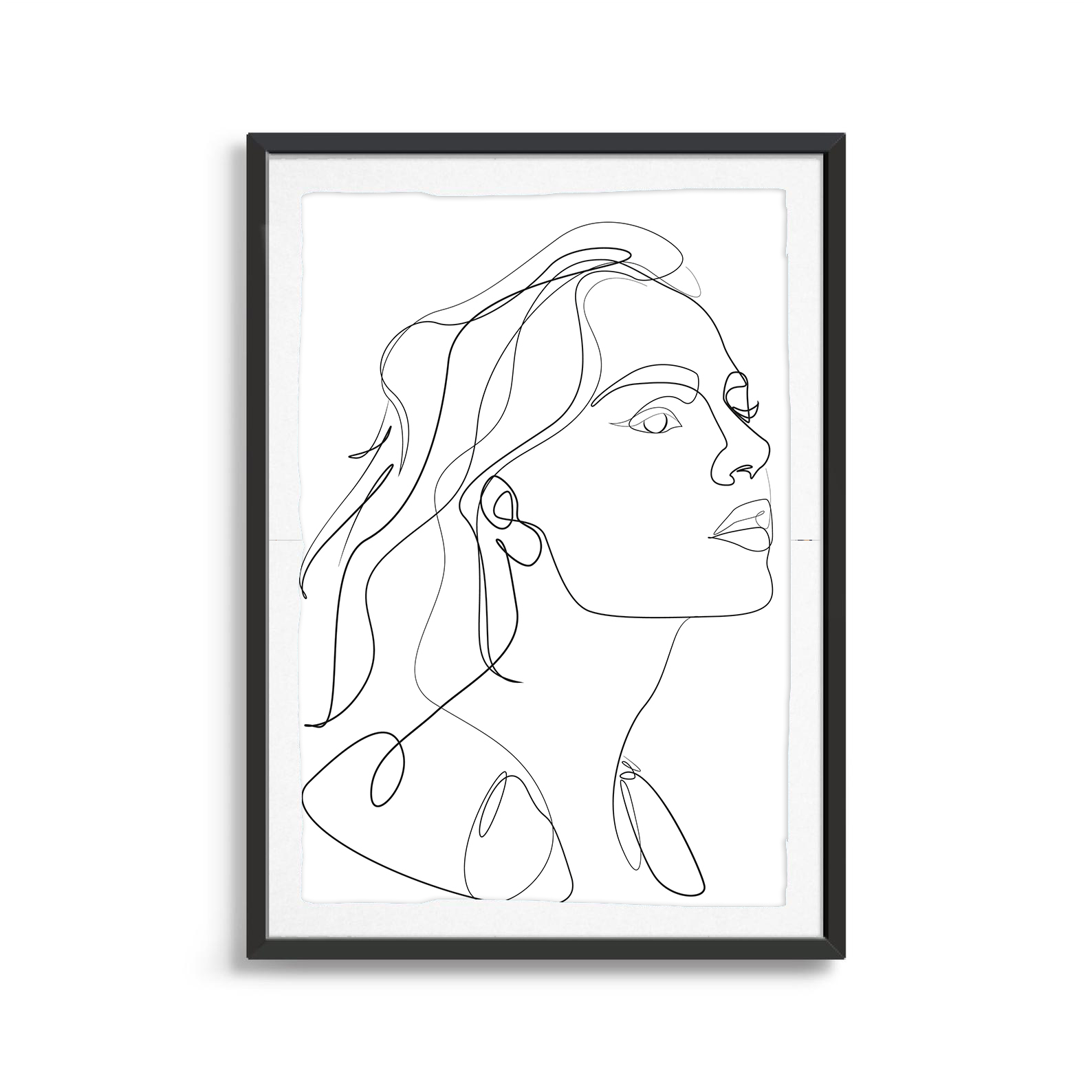 Woman With Flowy Hair line art digital art print